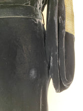 Load image into Gallery viewer, 1930's Bias cut black SILK VELVET & metal Lamé gown with bishop sleeves