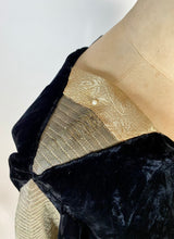 Load image into Gallery viewer, 1930's Bias cut black SILK VELVET & metal Lamé gown with bishop sleeves