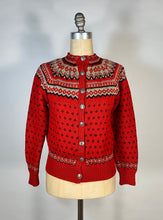 Load image into Gallery viewer, 1950's soft red wool NORDKAPP cardigan sweater by Knut Erichsen Norway