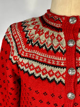 Load image into Gallery viewer, 1950's soft red wool NORDKAPP cardigan sweater by Knut Erichsen Norway