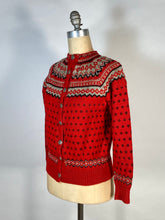 Load image into Gallery viewer, 1950's soft red wool NORDKAPP cardigan sweater by Knut Erichsen Norway