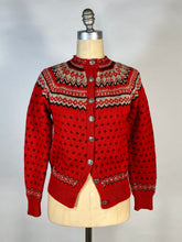 Load image into Gallery viewer, 1950's soft red wool NORDKAPP cardigan sweater by Knut Erichsen Norway