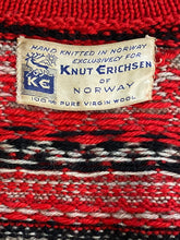 Load image into Gallery viewer, 1950's soft red wool NORDKAPP cardigan sweater by Knut Erichsen Norway