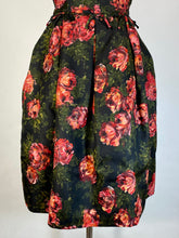 Load image into Gallery viewer, 1950's pure silk hi-end cocktail dress w/painted rose print NAN DUSKIN