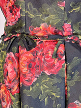 Load image into Gallery viewer, 1950's pure silk hi-end cocktail dress w/painted rose print NAN DUSKIN