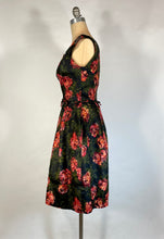 Load image into Gallery viewer, 1950's pure silk hi-end cocktail dress w/painted rose print NAN DUSKIN