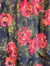 Load image into Gallery viewer, 1950's pure silk hi-end cocktail dress w/painted rose print NAN DUSKIN