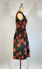 Load image into Gallery viewer, 1950's pure silk hi-end cocktail dress w/painted rose print NAN DUSKIN