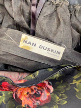 Load image into Gallery viewer, 1950's pure silk hi-end cocktail dress w/painted rose print NAN DUSKIN