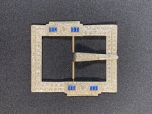 Load image into Gallery viewer, 1920's - 1930's ART DECO silver metal blue & white paste XL belt buckle