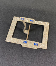 Load image into Gallery viewer, 1920's - 1930's ART DECO silver metal blue & white paste XL belt buckle