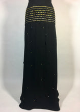 Load image into Gallery viewer, 1930's black w/gold Swarovski rhinestone & jet bead CELESTIAL dress FOGA (Fashion Originators Guild of America)