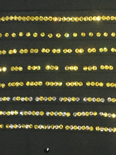 Load image into Gallery viewer, 1930's black w/gold Swarovski rhinestone & jet bead CELESTIAL dress FOGA (Fashion Originators Guild of America)