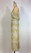 Load image into Gallery viewer, 1950's Silver & Gold heavily beaded SAMUEL WINSTON by ROXANE gown