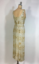 Load image into Gallery viewer, 1950's Silver & Gold heavily beaded SAMUEL WINSTON by ROXANE gown