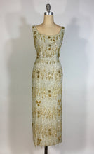 Load image into Gallery viewer, 1950's Silver & Gold heavily beaded SAMUEL WINSTON by ROXANE gown