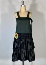 Load image into Gallery viewer, 1920's Black silk drop waist flapper dress w/ribbon-work size XS