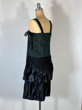 Load image into Gallery viewer, 1920's Black silk drop waist flapper dress w/ribbon-work size XS