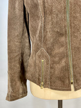 Load image into Gallery viewer, 1970's brown BRUSHED LEATHER & soft fur-lined jacket by SkinCheetah size small