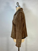 Load image into Gallery viewer, 1970's brown BRUSHED LEATHER & soft fur-lined jacket by SkinCheetah size small