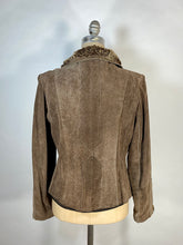 Load image into Gallery viewer, 1970's brown BRUSHED LEATHER & soft fur-lined jacket by SkinCheetah size small