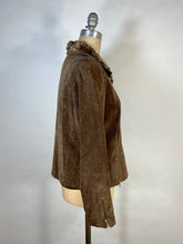 Load image into Gallery viewer, 1970's brown BRUSHED LEATHER & soft fur-lined jacket by SkinCheetah size small
