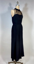 Load image into Gallery viewer, 1990's sexy black jumpsuit with cage style halter neck & back size Small