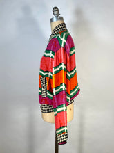 Load image into Gallery viewer, 1990's COLORFUL mixed print silk blend 'The Nanny' jacket size Medium-Large