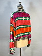 Load image into Gallery viewer, 1990's COLORFUL mixed print silk blend 'The Nanny' jacket size Medium-Large