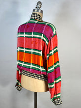 Load image into Gallery viewer, 1990's COLORFUL mixed print silk blend 'The Nanny' jacket size Medium-Large