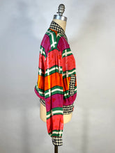 Load image into Gallery viewer, 1990's COLORFUL mixed print silk blend 'The Nanny' jacket size Medium-Large