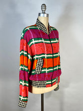 Load image into Gallery viewer, 1990's COLORFUL mixed print silk blend 'The Nanny' jacket size Medium-Large