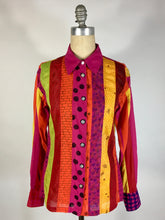 Load image into Gallery viewer, 2000's Y2K Colorful cotton ALPANA BAWA shirt with OOAK hand-drawings size Medium
