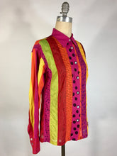 Load image into Gallery viewer, 2000's Y2K Colorful cotton ALPANA BAWA shirt with OOAK hand-drawings size Medium