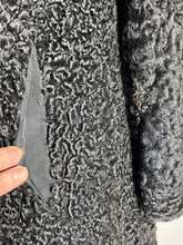 Load image into Gallery viewer, 1940's-1950's ASTRAKHAN Karakul fur coat with fur collar & silk lining