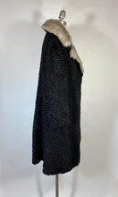 Load image into Gallery viewer, 1940's-1950's ASTRAKHAN Karakul fur coat with fur collar & silk lining
