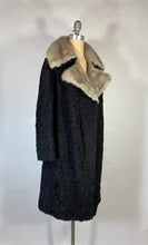 Load image into Gallery viewer, 1940's-1950's ASTRAKHAN Karakul fur coat with fur collar & silk lining