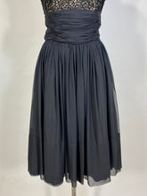 Load image into Gallery viewer, 1950's - 60's Little black dress w/soutache & sequins by JOAN BARRIE 13
