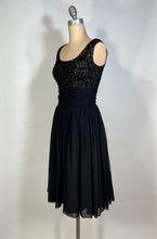Load image into Gallery viewer, 1950's - 60's Little black dress w/soutache & sequins by JOAN BARRIE 13