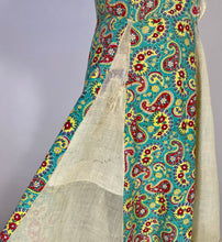 Load image into Gallery viewer, 1950's VIVID unique homemade yellow paisley cotton dress w/full skirt size Medium