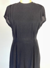 Load image into Gallery viewer, 1930's-40's glam black wool crepe dress maxi gown w/ key hole back