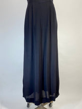 Load image into Gallery viewer, 1930's-40's glam black wool crepe dress maxi gown w/ key hole back