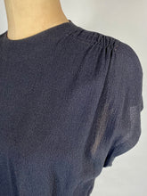 Load image into Gallery viewer, 1930's-40's glam black wool crepe dress maxi gown w/ key hole back