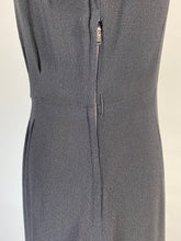 Load image into Gallery viewer, 1930's-40's glam black wool crepe dress maxi gown w/ key hole back