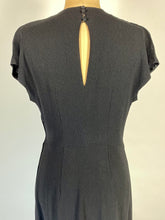 Load image into Gallery viewer, 1930's-40's glam black wool crepe dress maxi gown w/ key hole back