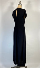 Load image into Gallery viewer, 1930's-40's glam black wool crepe dress maxi gown w/ key hole back