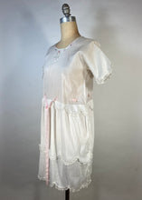 Load image into Gallery viewer, 1920's 20s UNIQUE dress with embroidery, lace and scallop edging size Extra Small- Small