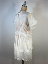 Load image into Gallery viewer, 1920's 20s UNIQUE dress with embroidery, lace and scallop edging size Extra Small- Small