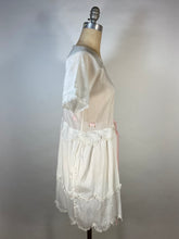 Load image into Gallery viewer, 1920's 20s UNIQUE dress with embroidery, lace and scallop edging size Extra Small- Small