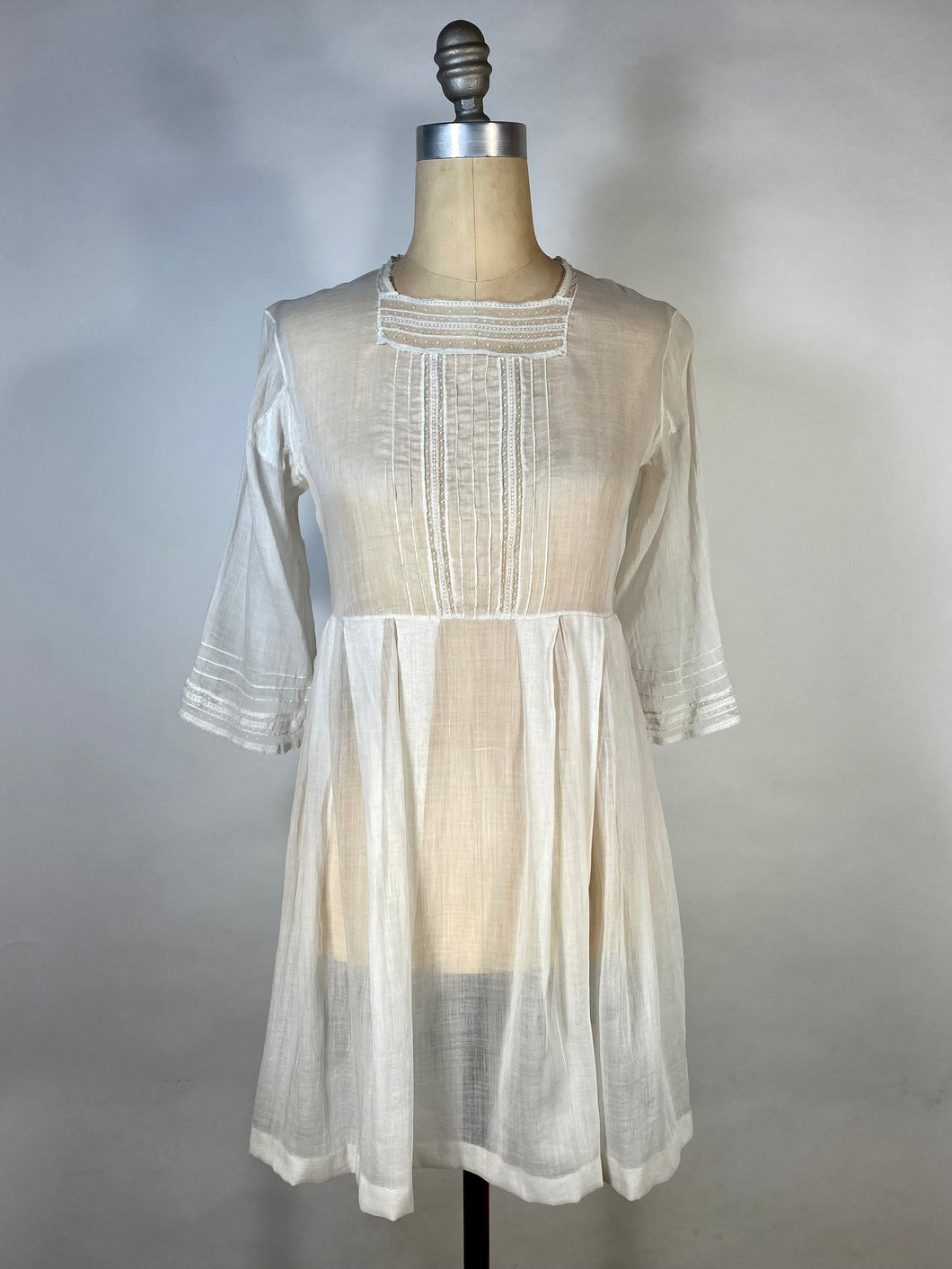 1900's-1910's Edwardian ANGELIC sheer cotton batiste dress size XXS-XS